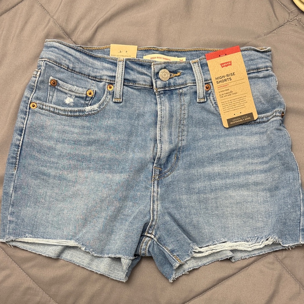 Levi's Women's Light Blue High Waist Shorts